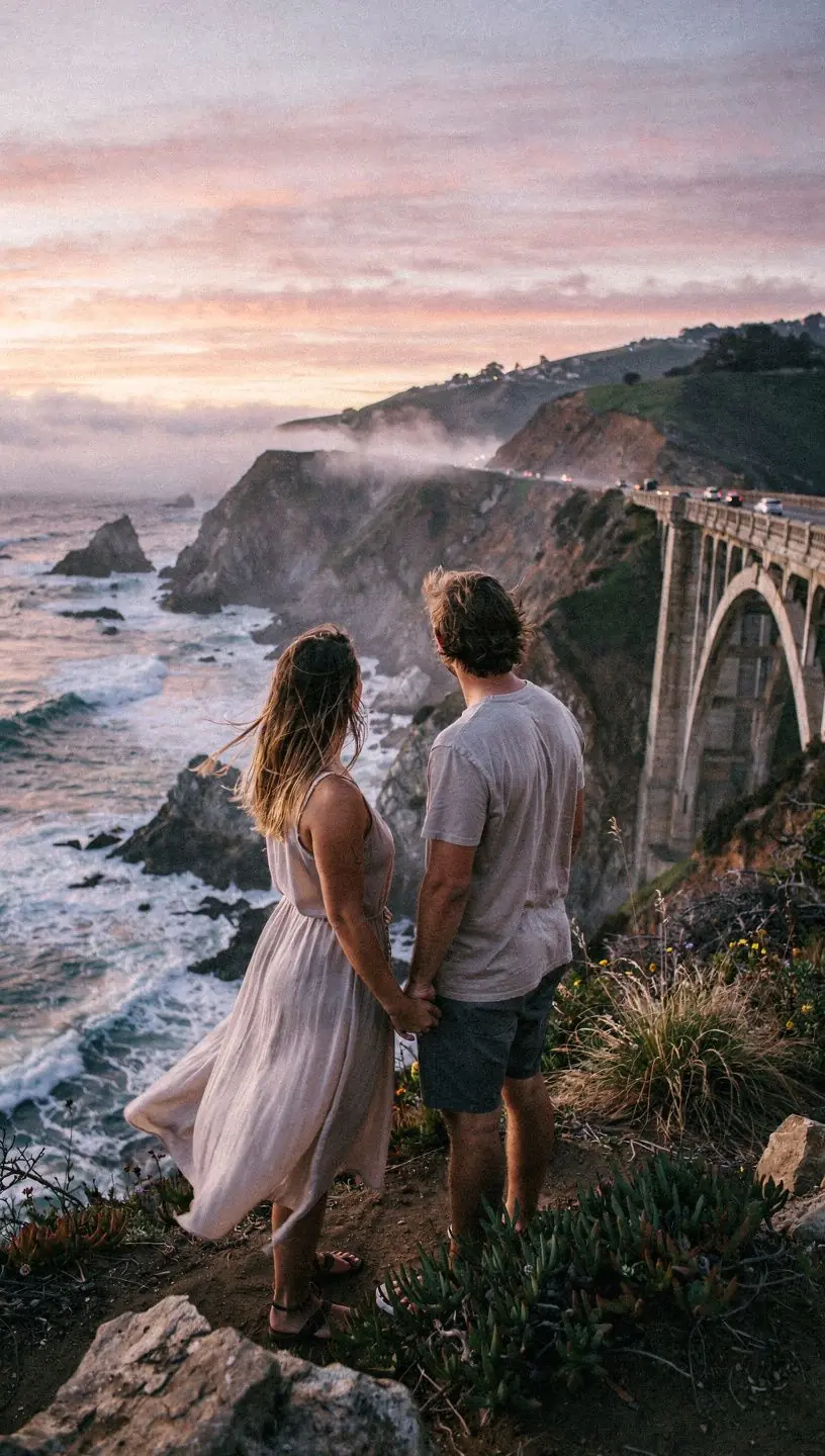 Para zakochanych spacerująca po malowniczej ścieżce w parku narodowym